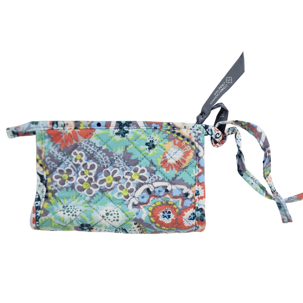 Vera Bradley Citrus Paisley Quilted Zip Case Floral Cotton Makeup Travel Wallet